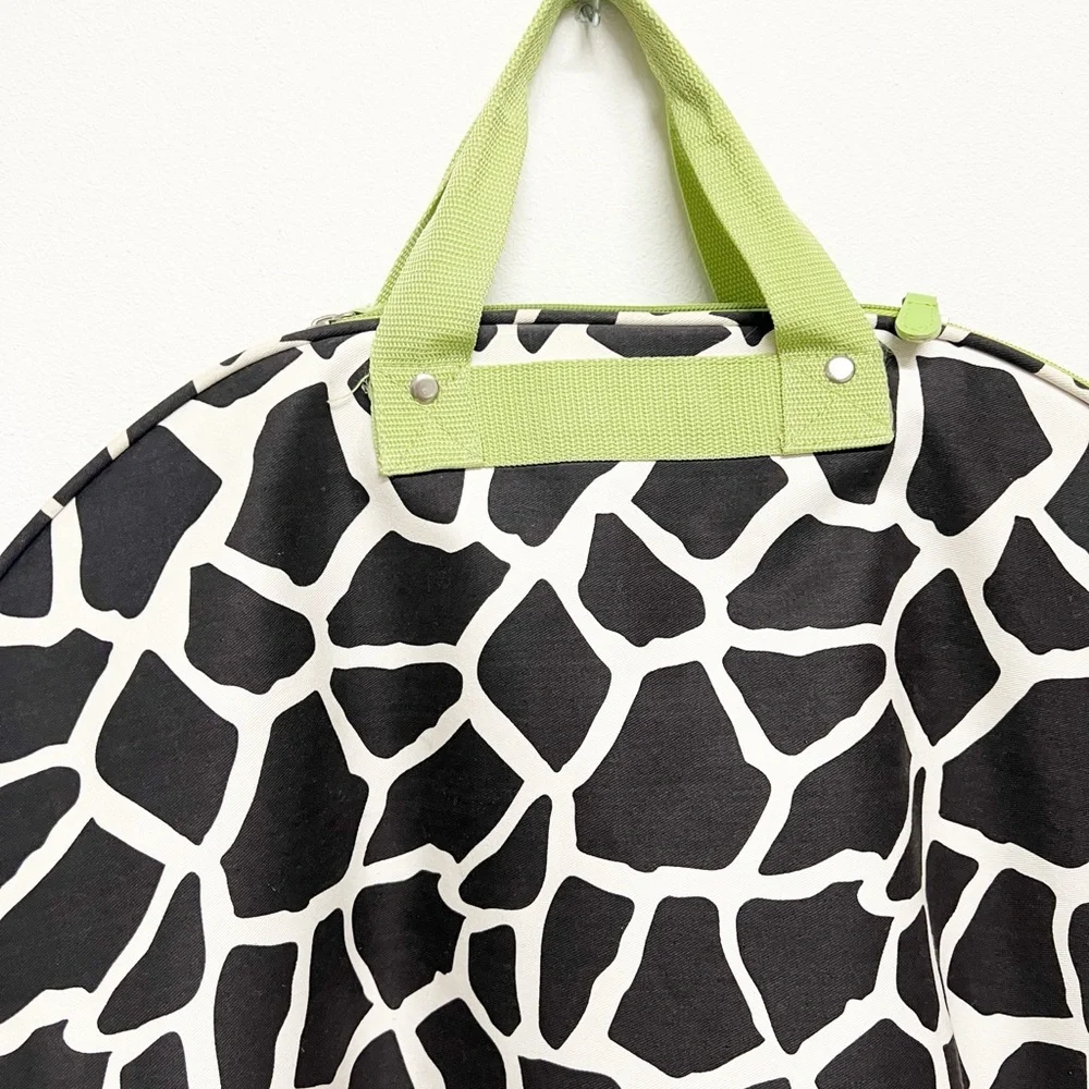 Trendy Boutique Stylish Black White Lime Green Giraffe Print Travel Garment Bag